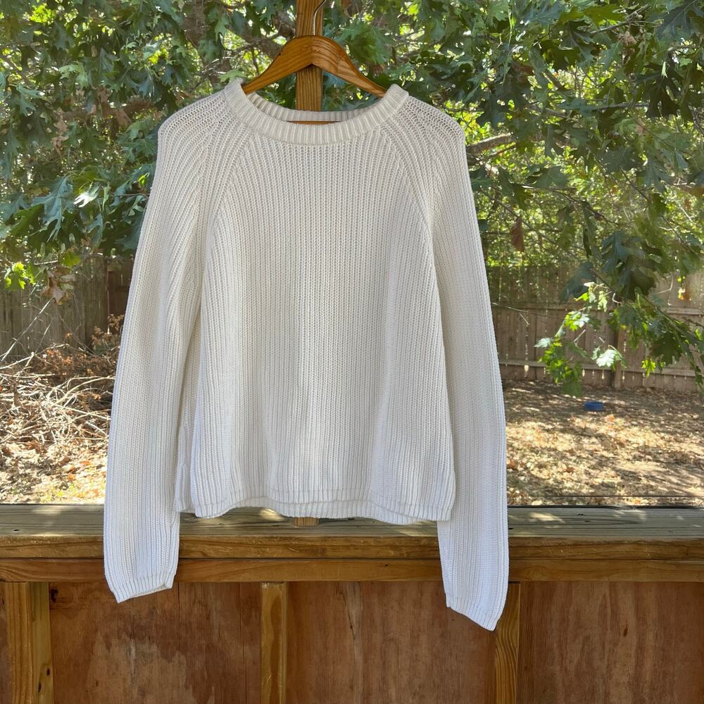 Quince Women's 100% Organic Cotton Fisherman's Sweater Ivory Size L
